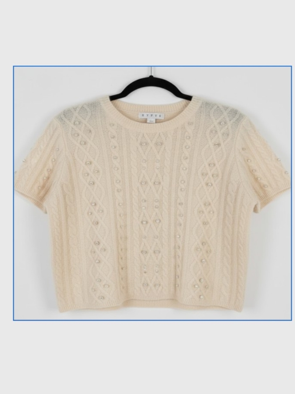 HYFVE Cream Cable-Knit Rhinestone Sweater - Picture 2 of 2